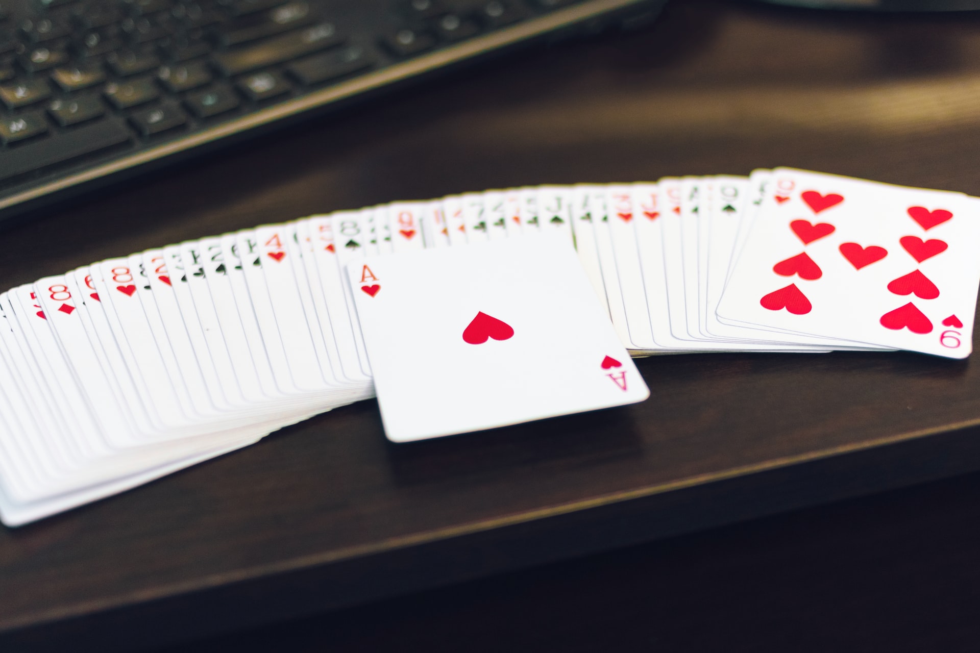 Playing cards and a keyboard