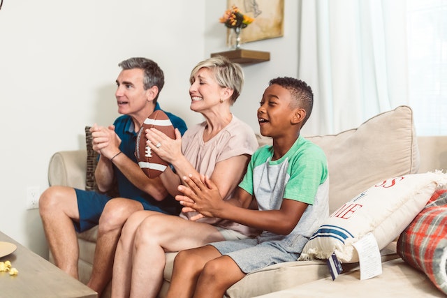 Watching football at home